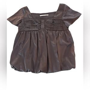 K.a.t. Satin Square Neck Short-Sleeve Purple Pleated Women's Blouse, size 2